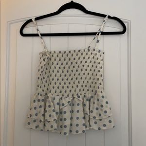 Strapless polka dot shirt